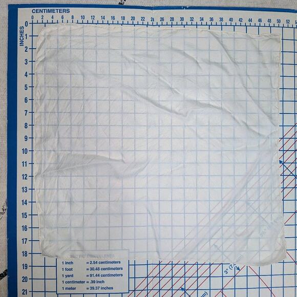 Vintage ivory pocket square in lightweight semi-sheer silk or silk like fabric - Picture 3 of 3